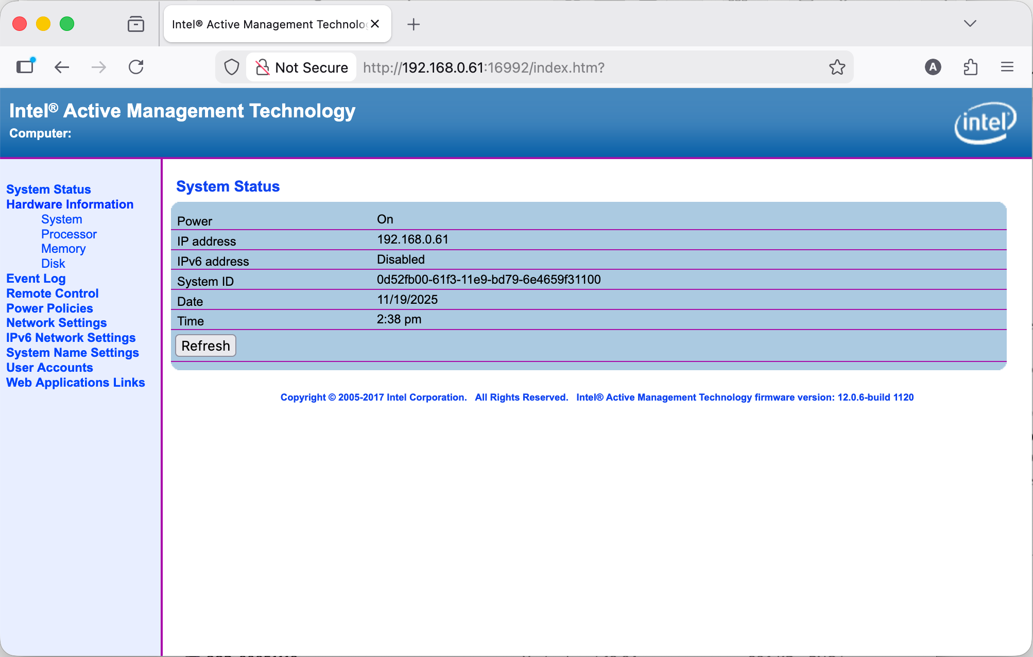 AMT web interface