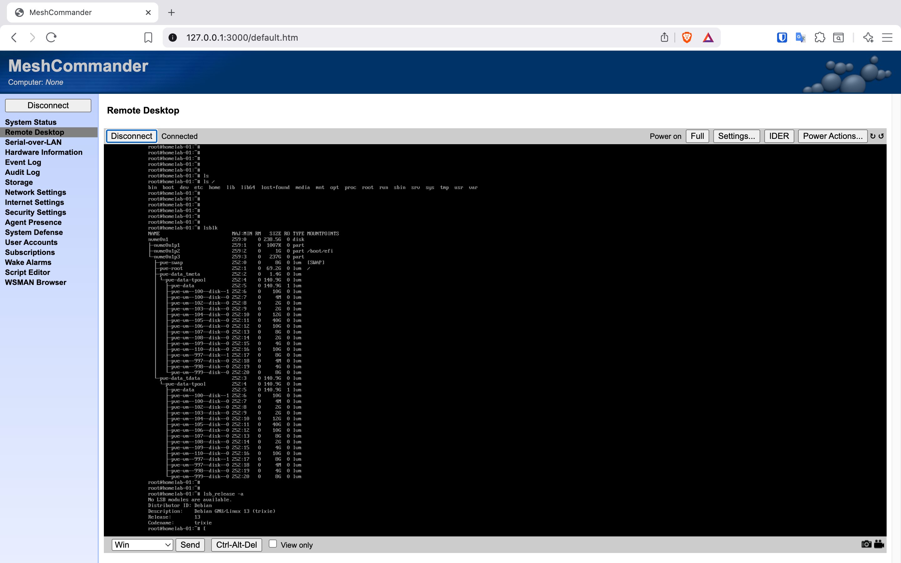 MeshCommander KVM session